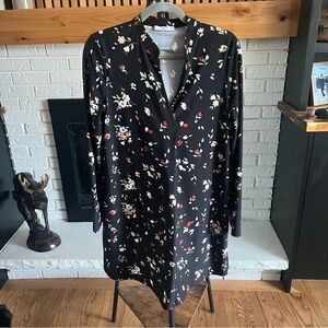 Mango Black Top with Floral Accents